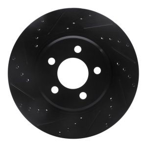 Chrysler 300 Brake Rotor (1) - Front Left - R1 Concepts - Drilled & Slotted - Black - `05-`23